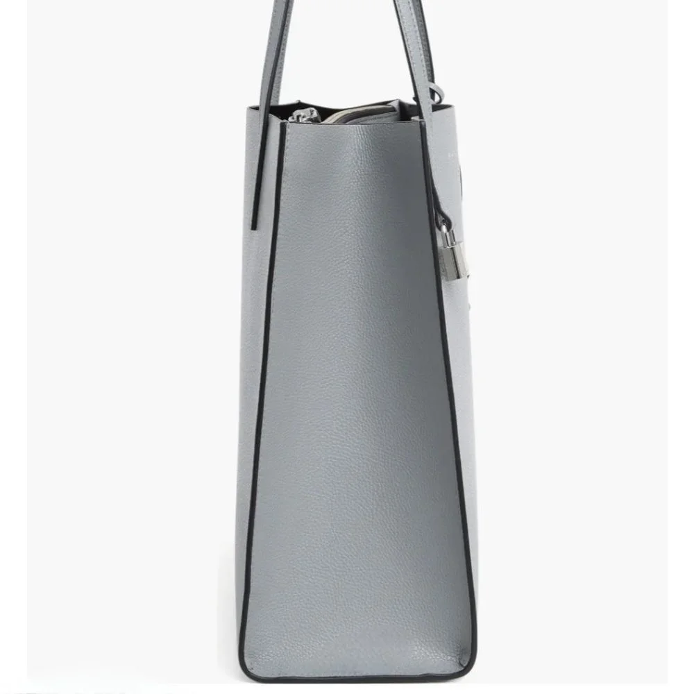 Marc Jacobs The Grind Large Leather Tote Bag Pebbled Leather Rock Grey NWT $450 - Picture 3 of 6
